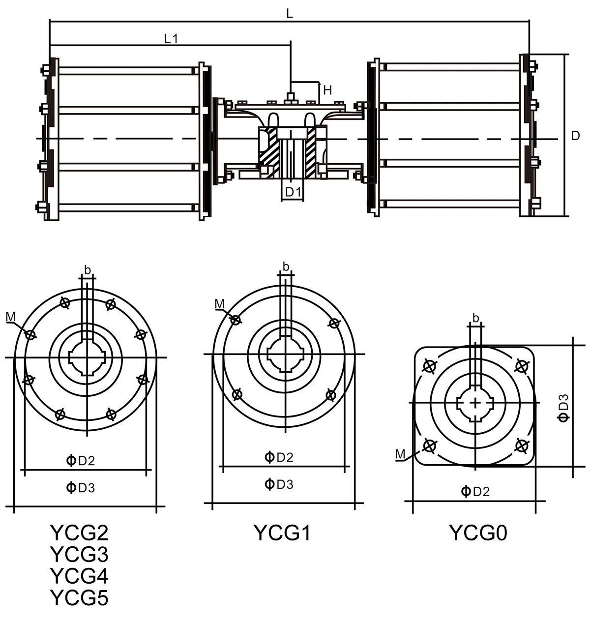 Double Cylinder Double Acting Pneumatic shape Connection Size