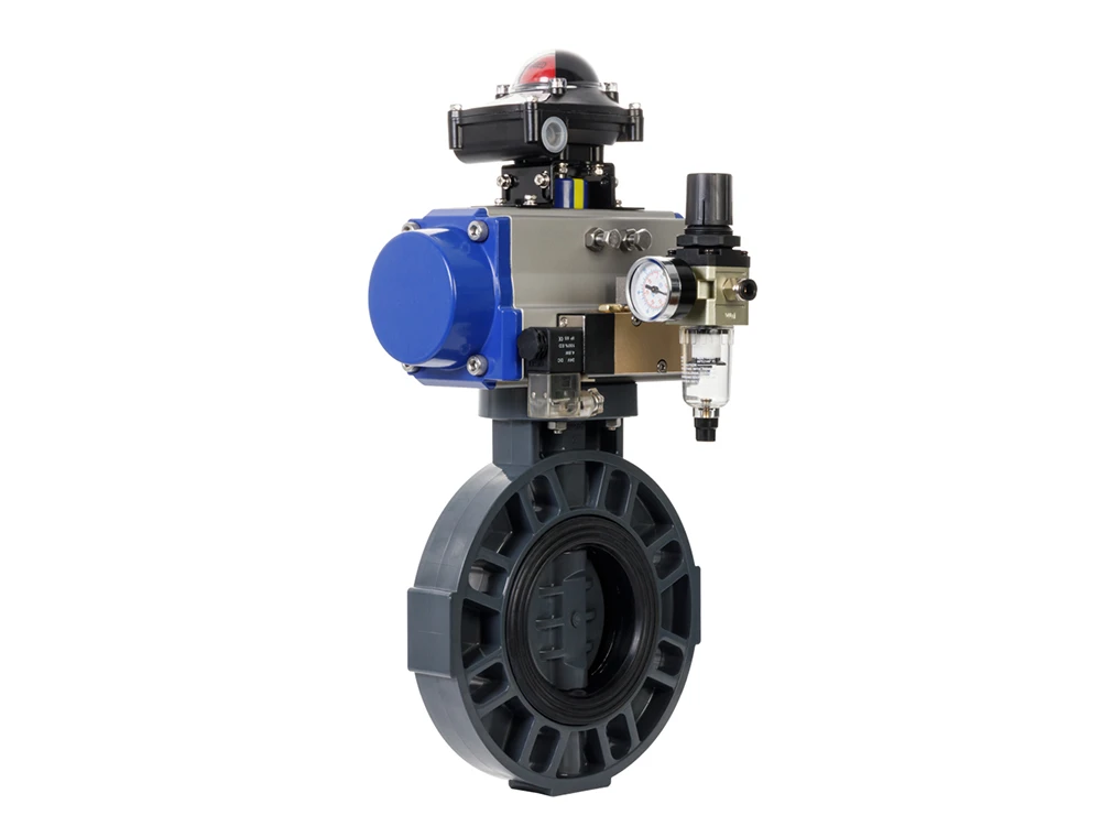 plastic pneumatic actuated butterfly valve