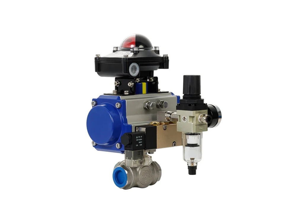 three way air actuated ball valve