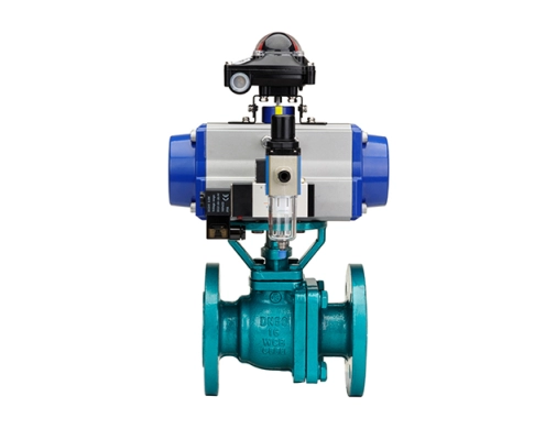 Fluorine lined pneumatic ball valve